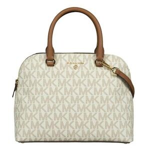 Michael Kors Cream and Tan Satchel with Gold Accents